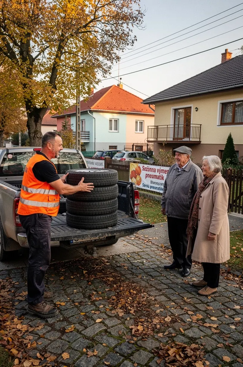 Servisný pracovník zaznamenáva údaje o vozidle pre evidenciu uskladnených pneumatík.